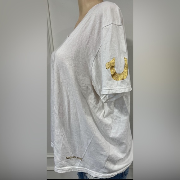 True Religion Men's Short Sleeve Logo Tee White / Gold Size XL - Picture 4 of 4